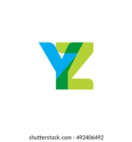 uppercase YZ logo, blue green overlap transparent logo