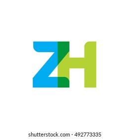 Uppercase ZH Logo, Blue Green Overlap Transparent Logo