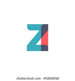 uppercase ZI logo, modern classic pale blue red overlap transparent logo
