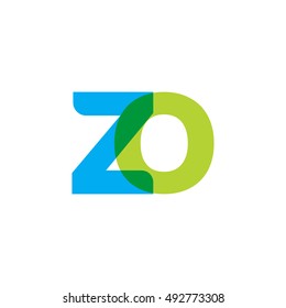 uppercase ZO logo, blue green overlap transparent logo