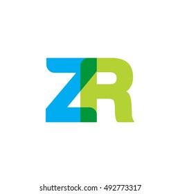 uppercase ZR logo, blue green overlap transparent logo