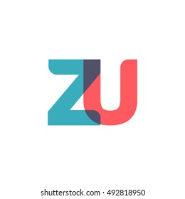 uppercase ZU logo, modern classic pale blue red overlap transparent logo
