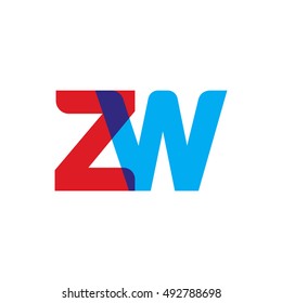 uppercase ZW logo, red blue overlap transparent logo