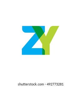 uppercase ZY logo, blue green overlap transparent logo
