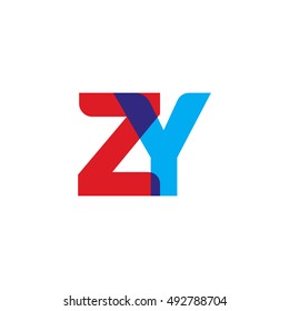 uppercase ZY logo, red blue overlap transparent logo