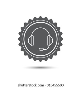 upport vector icon.  headset. Vintage emblem medal. Classic flat icon. Vector.