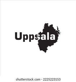 Uppsala map and black lettering design on white background