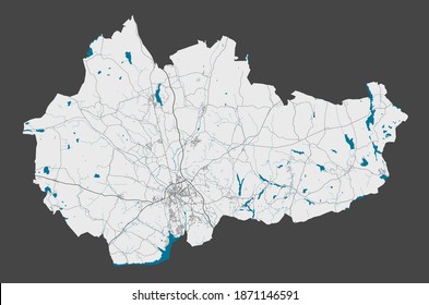 Uppsala map. Detailed map of Uppsala city administrative area. Cityscape panorama. Royalty free vector illustration. Outline map with highways, streets, rivers. Tourist decorative street map.