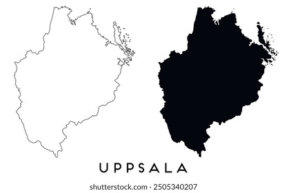 Uppsala map outline and black silhouette vector