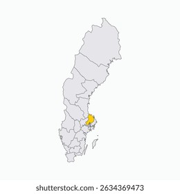 Uppsala Region destaque no mapa da Suécia