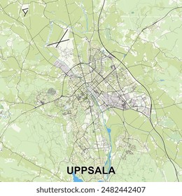 Uppsala, Sweden map poster art