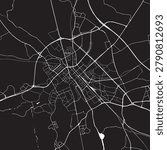 Uppsala Sweden Vector Map, Detailed City Street Map Black and White Minimalist Line Art