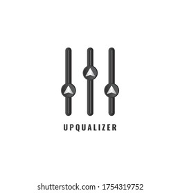 Upqualizer logo design template. Up arrow blend with equalizer design concept. Describe improvements in performance, growth, and achievement. Suitable for Bussiness management, Profesional Development