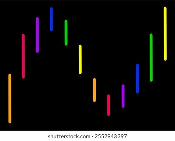 Líneas verticales de colores que saltan hacia arriba y hacia abajo