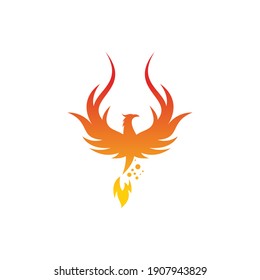 Upright Flying Phoenix Fire Bird abstract Logo design vector template. Vector high quality design. Dove Eagle Logotype concept icon