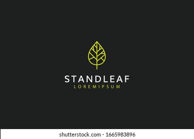 Logo de la hoja erguida. ícono de arte moderno de marca para una hoja
