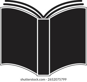 Upright open book icon representing educational text or study manual in open state with transparent background