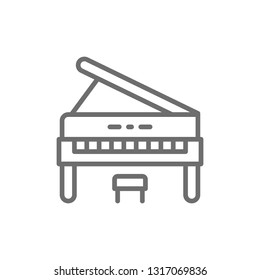 Upright piano, music instrument line icon.