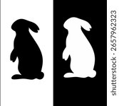 Upright rabbit silhouette with floppy ears
