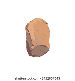 An upright, textured brown stone. Vector illustration suitable for depicting boulders or rock obstacles in landscape design.