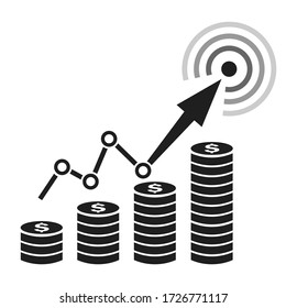 Uprising business chart, growth icon isolated on white background