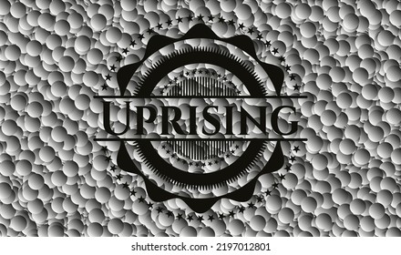 Uprising dark emblem with grey bubbles background. Retro. Vector Illustration. Detailed. 