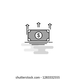 Uprising dollar Web Icon. Flat Line Filled Gray Icon Vector