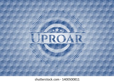 Uproar blue emblem with geometric pattern background. Vector Illustration. Detailed.