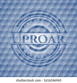 Uproar blue hexagon badge. Vector Illustration. Detailed.