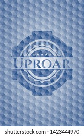 Uproar blue polygonal emblem. Vector Illustration. Detailed.