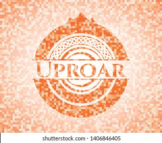 Uproar orange mosaic emblem. Vector Illustration. Detailed.