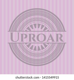 Uproar realistic pink emblem. Vector Illustration. Detailed.