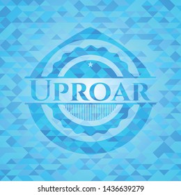 Uproar realistic sky blue mosaic emblem