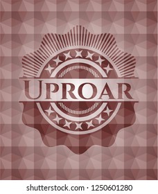 Uproar red badge with geometric background. Seamless.