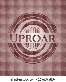 Uproar red geometric pattern emblem. Seamless.