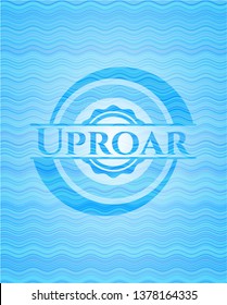 Uproar sky blue water wave style emblem.