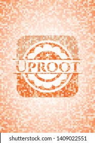 Uproot abstract orange mosaic emblem with background