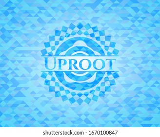 Uproot light blue emblem with triangle mosaic background