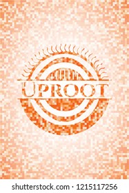 Uproot orange mosaic emblem with background