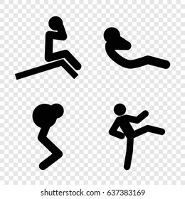 Ups icons set. set of 4 ups filled icons such as abdoninal workout