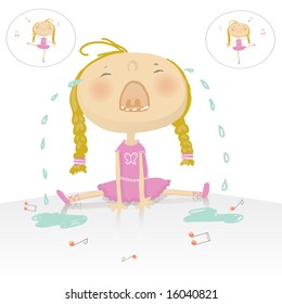 ups! little ballerina girl is crying. She felled on the dancing floor. See the entire ballerina collection in my portfolio.