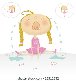 ups! little ballerina girl is crying. She felled on the dancing floor. See the entire ballerina collection in my portfolio.