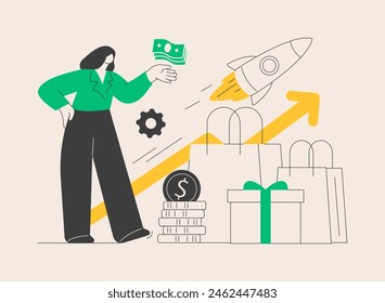 Upselling abstract concept vector illustration. Sales technique, sell advanced option, upgrade plan, upselling marketing, additional service, customer motivation, extra purchase abstract metaphor.