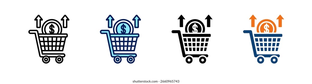 Upselling aller in einem Symbol Multi Styles Vektor-Set