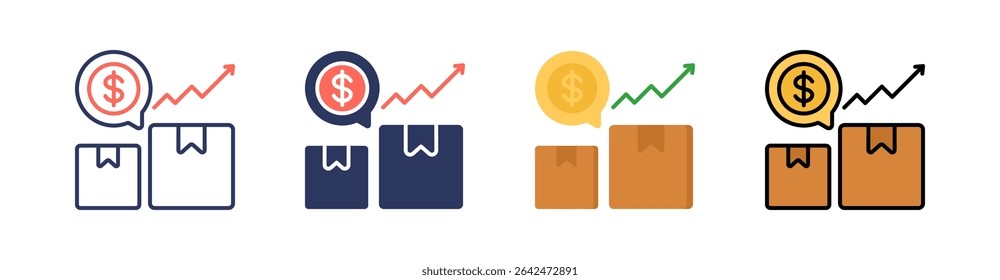Upselling Multi Style Icon Set Vector