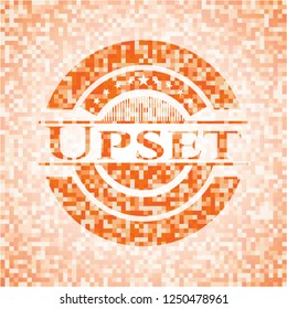 Upset abstract orange mosaic emblem