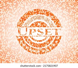 Upset abstract orange mosaic emblem 