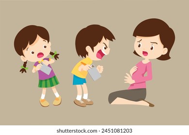 Upset and angry kid addicted mobile phone