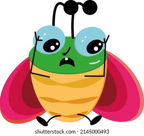 Upset bug, illustration, vector on a white background.