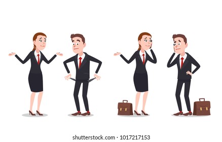 Upset Businessman Businesswoman Characters Set Cartoon Stock Vector ...